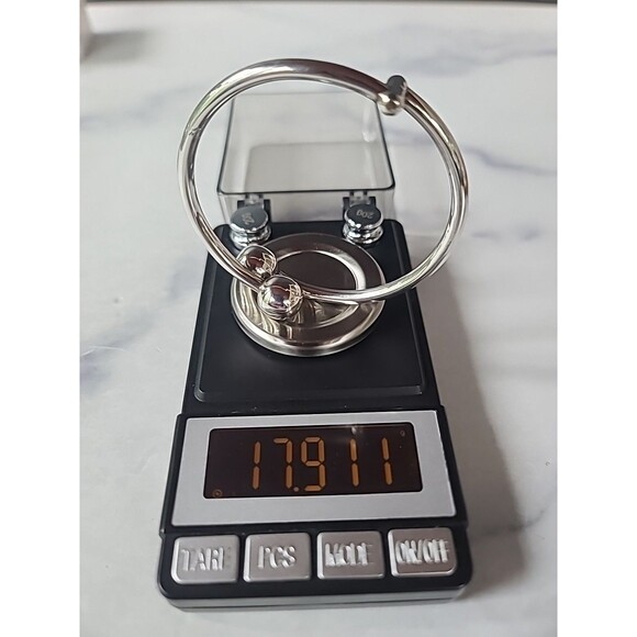 Sterling Silver 925 Double Ball Bypass Hinged Bangle Bracelet Made In Mexico AGS - Picture 10 of 10